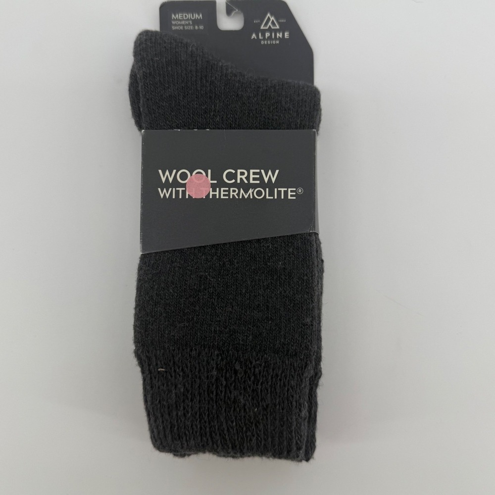 Alpine‎ Design Womens Medium Wool Crew Socks Thermalite Wool Warm Cozy Gray